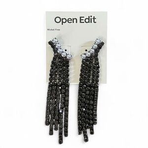 Open Edit- Faux Pearl & Crystal Fringe Drop Earrings-NWT